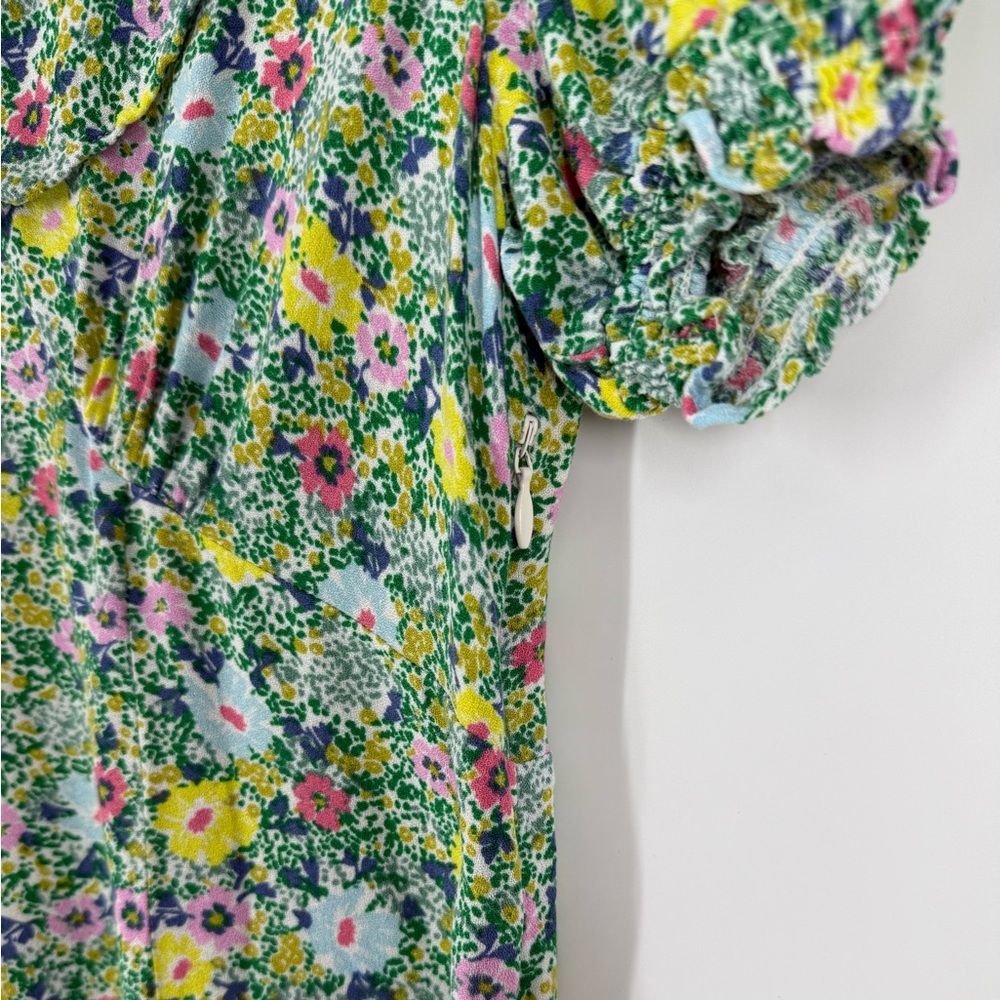 Albaray Dotty Daisy Print Midi Dress In Green/Multi | Size 4 — image 6 of 8